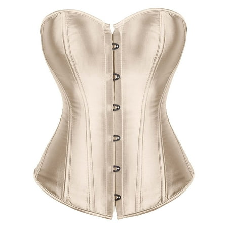 MITCOWBOY Womens Corset Womens Overbust Sweetheart Plastic Corset Bustier Top Black Corset Vintage Satin Underbust Corset Plus Size Corset Corset Tops for Women Beige 3XL Clearance