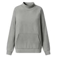 thumbnail image 7 of LUGOGNE Girls Sweatshirt Mock Neck Warm Pullover Sweatshirt with Pockets Solid Long Sleeve Cozy Fall Winter Casual Pullover Tops Gray,150, 7 of 7