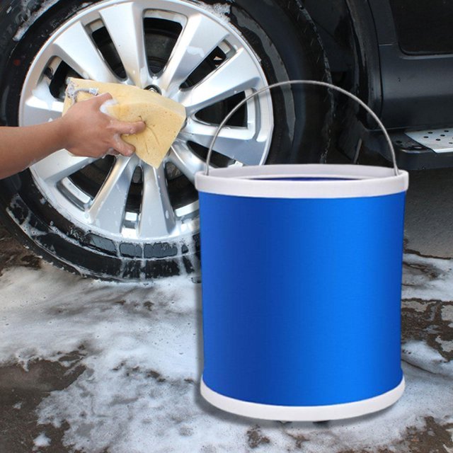 Cubo de agua plegable de tela Oxford, práctico recipiente de agua para exteriores, cubo de pesca portátil para cocina, senderismo, casa, navegación 9 litros