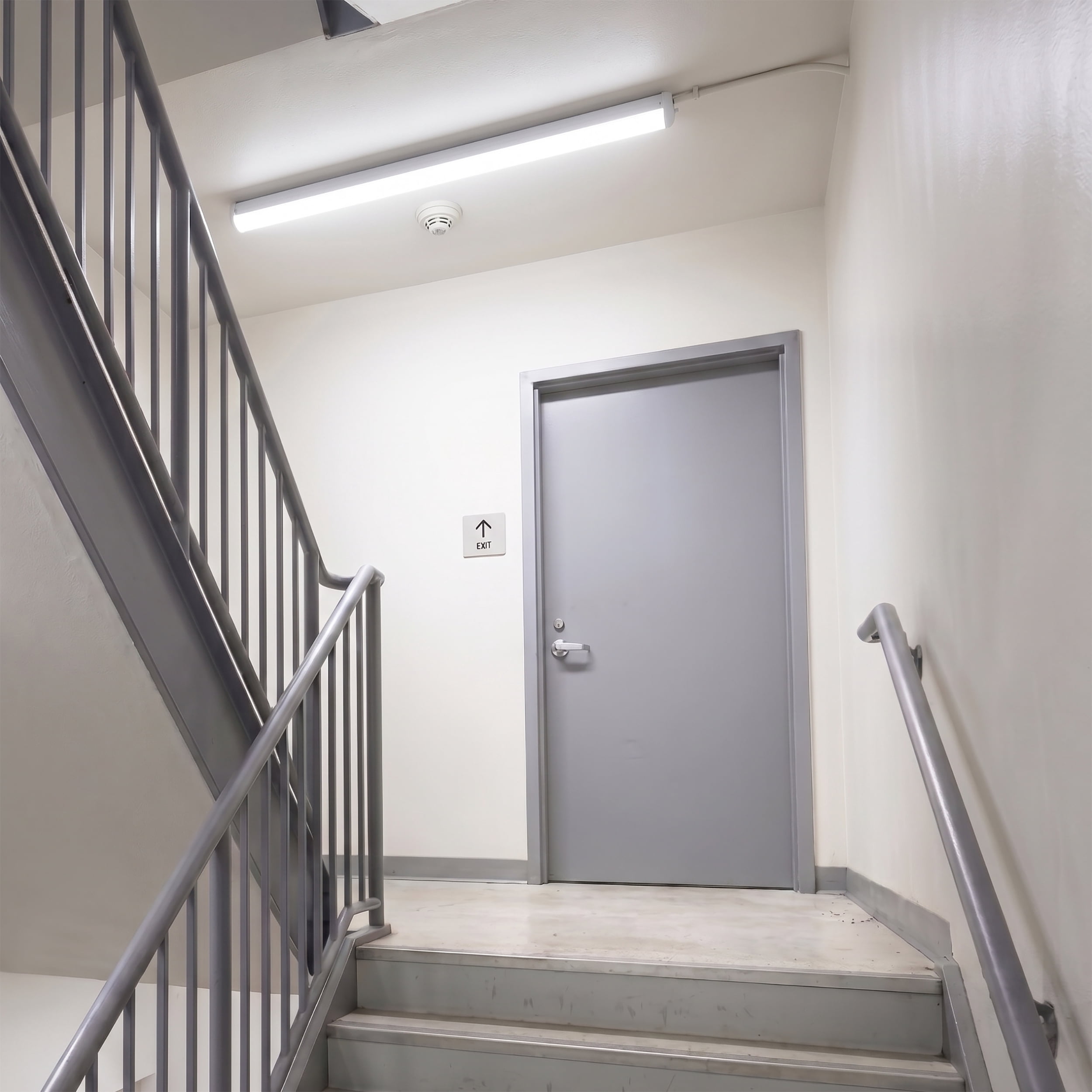 MaxLite 8 ft Vapor Tight LED Fixture, 60/70/85W 3500-5000K, 65W, Damp Rated, Selectable Wattage, Controls Ready, for Stairwell, Garage, White