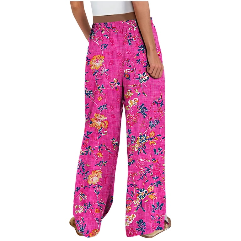 2025 Women's Boho Palazzo Pants - High-Waisted Cotton Linen Wide