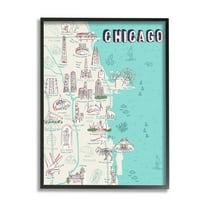 Stupell Industries Chicago Illinois City Landmark Map Tourist Destinations Design by Ziwei Li
