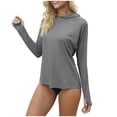 thumbnail image 2 of Avrnliq Womens UPF 50+ UV Sun Protection Hooded Long Sleeve Shirt, Lightweight Quick Dry Active Swim Rash Guard with Thumb Holes & Ponytail Hole, Gray,Size 2XL, 2 of 6