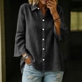 thumbnail image 4 of QSXADF Women's Button Down Shirts Cotton Linen Tops Point Collar Long Sleeve Solid Button Front Shirt For Office Casual Women's Fall Winter Tops, 4 of 6