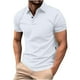 thumbnail image 1 of Manga Corta de Verano Tops de Color Sólido Casual Manga Corta Cuello Redondo Doblado Hendidura Superior, Camisa de Fibra de Poliéster para Hombres, Lavado de Manos, 1 of 6