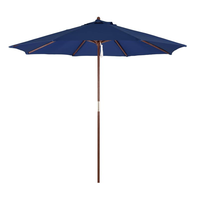 Sunline 9' Patio Market Umbrella in Poylester with Bronze Wood Pole Wood Ribs Pulley Lift by California Umbrella