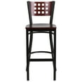 thumbnail image 6 of BizChair Black Cutout Back Metal Restaurant Barstool - Mahogany Wood Back & Seat, 6 of 7