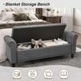 thumbnail image 3 of 65 Inch Bedroom Bench, End of Bed Bench with Storage, Bed Benches for Foot of Bed, Faux Leather Window Bench with Tufted Button and Nailhead Trim, Upholstered Storage Bench with Rolled Arms, Gray, 3 of 18