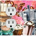 thumbnail image 1 of Metal Light Switch Wall Plate Outlet Cover (Coffee Espresso Mocha Bag Filter Maker Pink - Single Duplex Single Toggle), 1 of 2