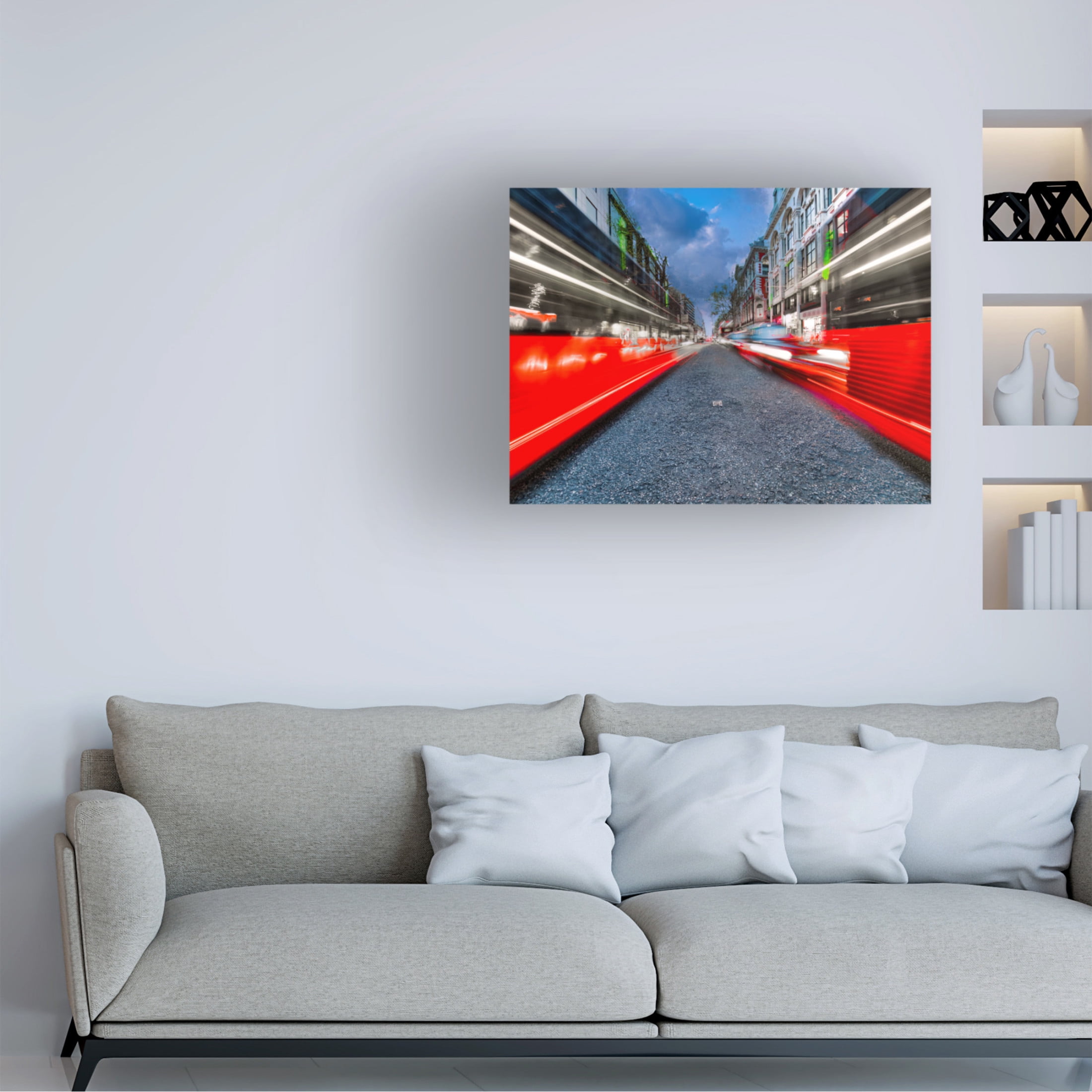 Canvas Wall Art - Mark A Paulda 'Oxford Street Traffic XV' Wall Art for Living Room, Bedroom, or Office Décor by Trademark Fine Art - 47 x 35 Inches