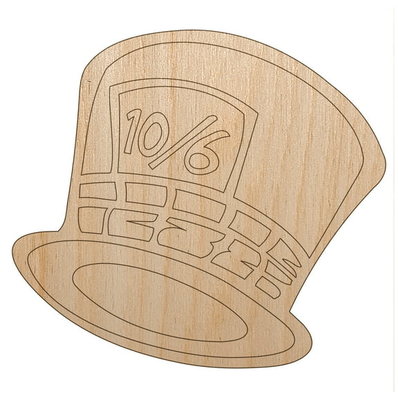 Mad Hatter Hat from Alice in Wonderland Wood Shape Unfinished Piece Cutout Craft DIY Projects - 4.70 Inch Size - 1/8 Inch Thick