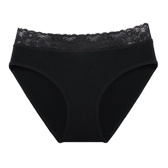 PMVFHDE Women Cotton Underwear Solid Color Casual Comfort Soft Everyday Triangle Briefs Exquisite Design Breathable Panties Cotton Underwear For Women Black,M