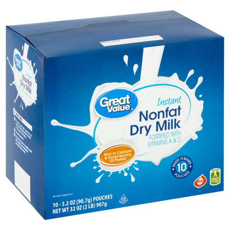 Great Value Instant Nonfat Dry Milk, 3.2 oz, 10
