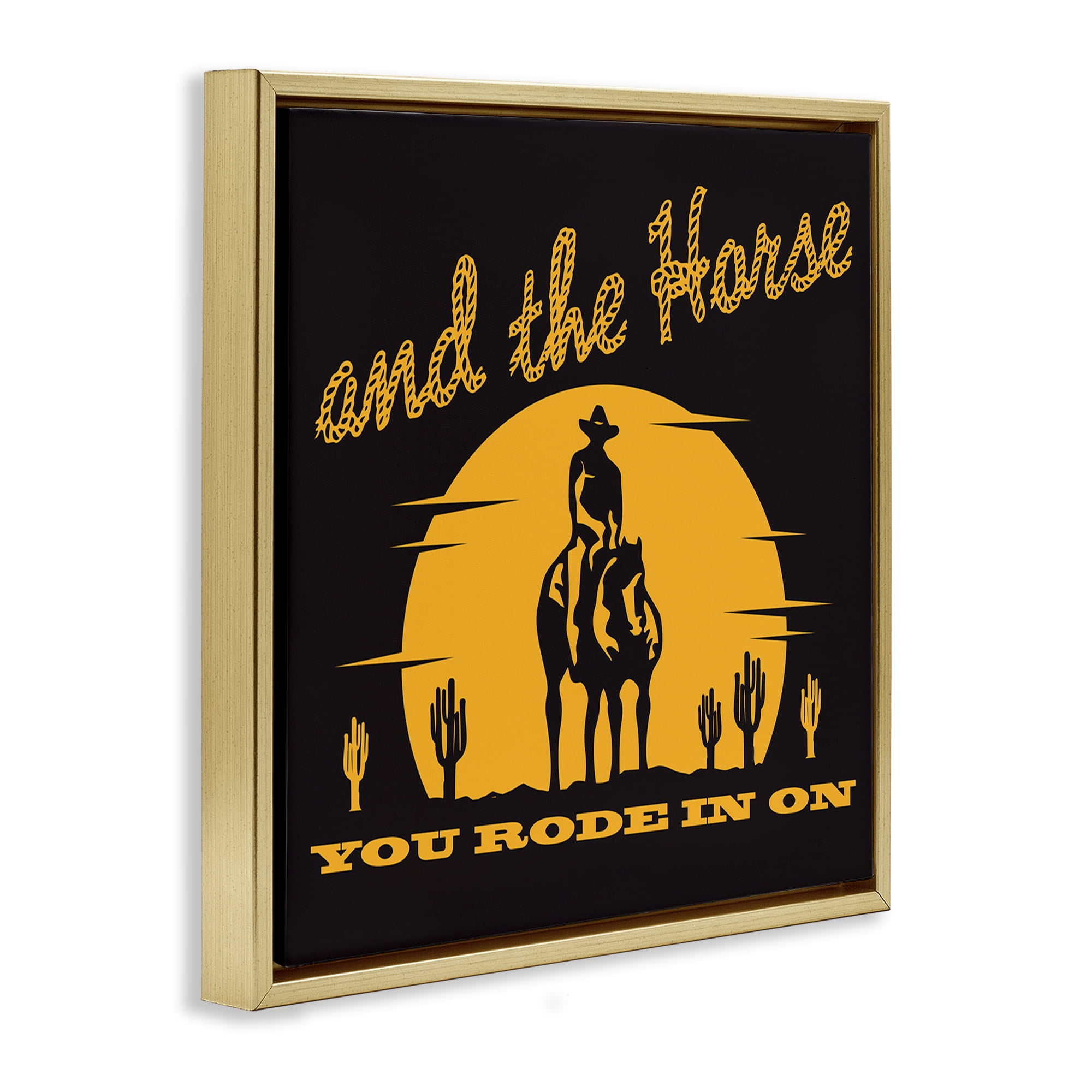 Stupell Industries Horse You Rode In On Novelty Painting Gold Floater Framed Art Print Wall Art, 18 x 18
