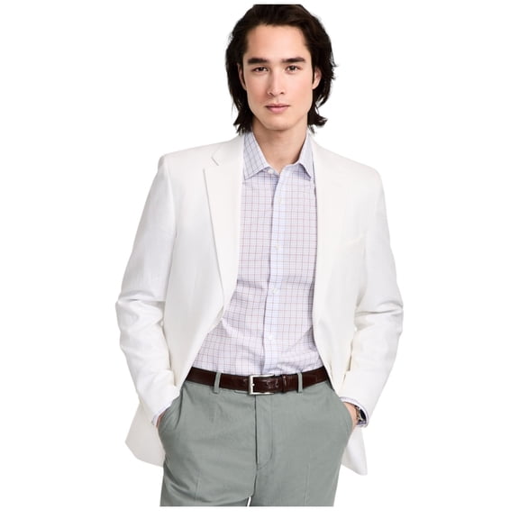 Tommy Hilfiger Mens Modern fit Linen Cotton Sport Coat Blazer 40 R White Solid