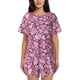 thumbnail image 1 of Balery Sweet Heart Conjunto de Pijama para Mujer con Estampado, Dos Piezas de Manga Corta y Shorts, Ropa de Dormir Suave con Cuello Redondo y Bolsillos-Small, 1 of 6