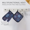 thumbnail image 4 of Yayeee Oven Mitts and Pot Holder Set of 2 Heat Resistant Kitchen Gloves Baking Hot Pad, Blue Fireworks Pattern, 4 of 5