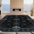 thumbnail image 2 of Design&I 5'x7' Washable Area Rug Flatweave & Daily Traffic Ready And Vintage Damask With Filigree Corner Motifs Gothic Spider Refined Structured for Guest Room, Lounge, Apartment, 2 of 7