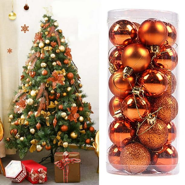 Bolas De Decoración Navideña Juego de 24 bolas de plástico para árbol de Navidad de 40 mm para colgar JASKFLY