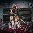 thumbnail image 2 of BinKFF 3.9 FT Halloween Animated Standing Witch, Life Size Animatronic Witch with Pre-Recorded Phrases, Glowing Red Eyes, Posable Arms, Ideal for Halloween Indoor/Outdoor Holiday Decor, 2 of 5