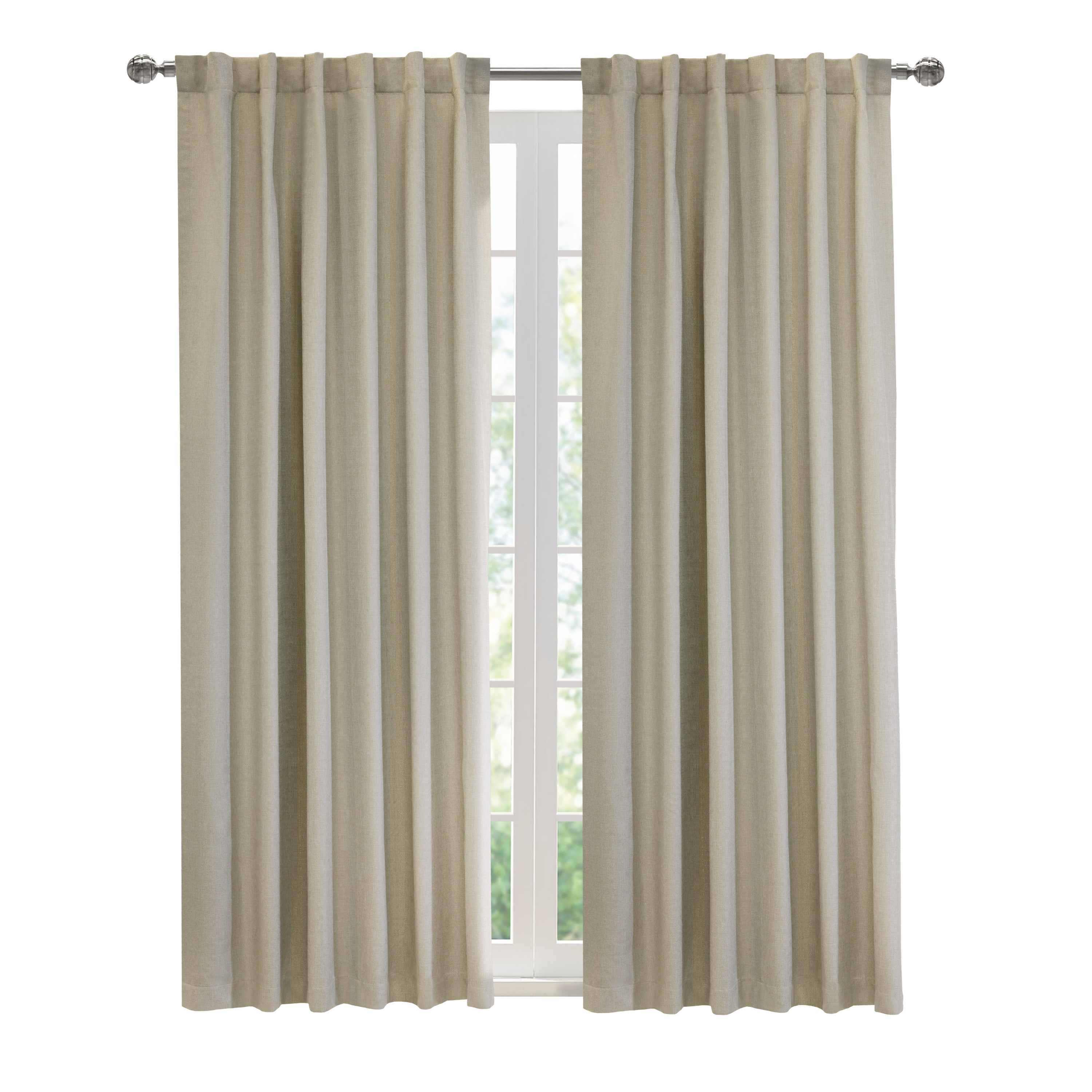 Barry Total Blackout Textured Dual Header Curtain Panel 52" x 84" in Oatmeal