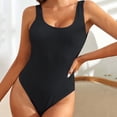 thumbnail image 2 of Tummy Control Swimsuits For Womens Summer Beach Solid Round Neck Fashion Large Sleeveless Swimsuit, 2 of 7