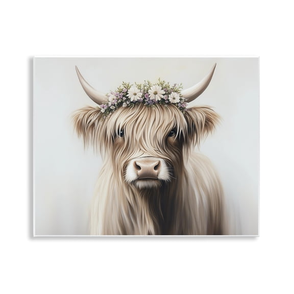Shaggy Cattle Floral Crown Wall Plaque Art, design by Shawna Stewart