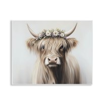 Shaggy Cattle Floral Crown Wall Plaque Art, design by Shawna Stewart