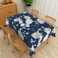 thumbnail image 4 of Mizhona Vintage White Floral Rectangle Tablecloth for Table Rustic Plants Leaves in Blue Table Cloths for Picnic Party Decor,60"× 120", 4 of 5