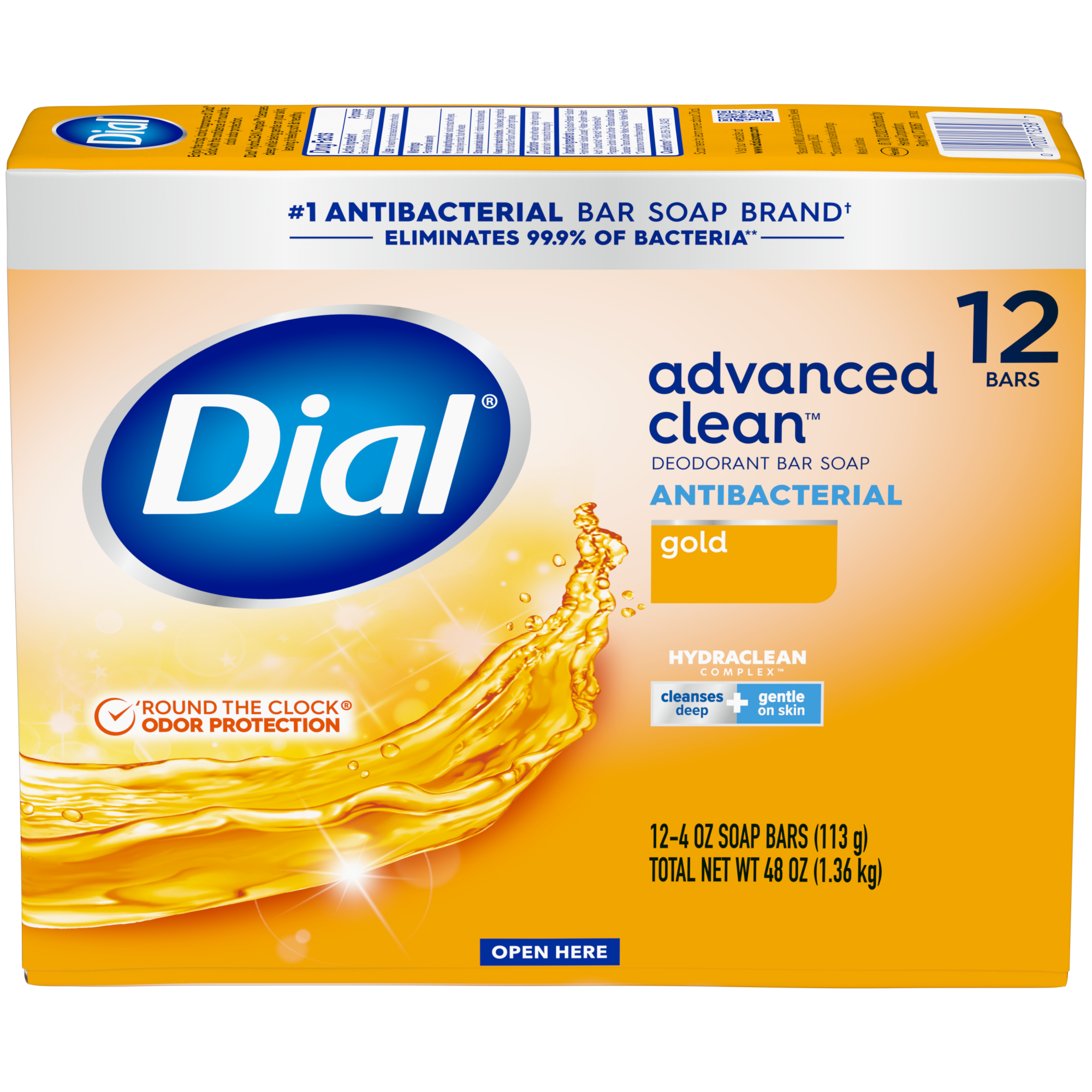 Dial Antibacterial Deodorant Bar Soap, Advanced Clean, Gold, 4 oz, 12 Bars - image 10 of 10