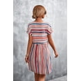 thumbnail image 2 of Women's Striped Round Neck Mini Dress Chic Minimalist Casual Wear 95% Polyester 5% Spandex Stretch for daily wear, 2 of 17
