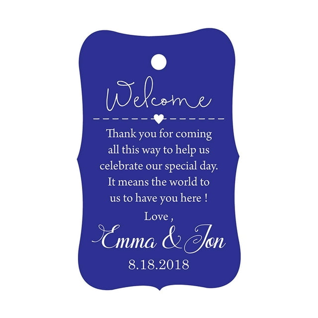 100 PCS Wedding Welcome Personalized Wedding Favor Gift Paper Tags Custom Made Thank you Hang Tags