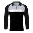 thumbnail image 4 of Lolmot Shirts for Men Long Sleeve Casual Lapel Collar Golf T-Shirt Patchwork 1/4 Zipper Athletic Tops, 4 of 5