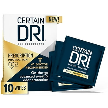 Certain Dri Antiperspirant Wipes for Excessive Sweating, Clinical Strength Protection Against Odor and Perspiration, 10ct