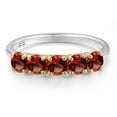 thumbnail image 3 of Gem Stone King 925 Silver and 10K Yellow Gold Red Garnet Wedding-Bands Ring for Women | 1.85 Cttw | Round 4MM | Gemstone January Birthstone | Size 6, 3 of 6