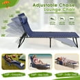 thumbnail image 4 of Devoko 2 Pieces Foldable Lounge Chaise 12 inch High 5-Position Adjustable Patio Lounge Chair Beach Pool Chaise,Blue, 4 of 7