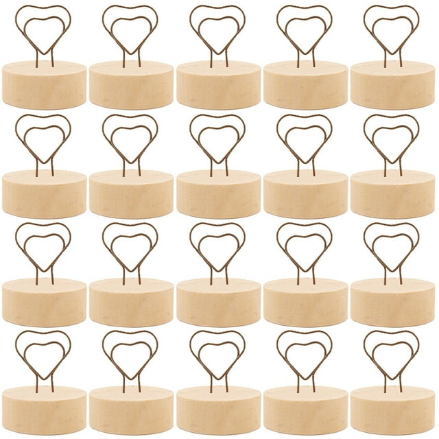 Porte-cartes en Bois : 20 Pcs Mini Porte-Photos, Pince pour Notes, Support Filaire pour Photos