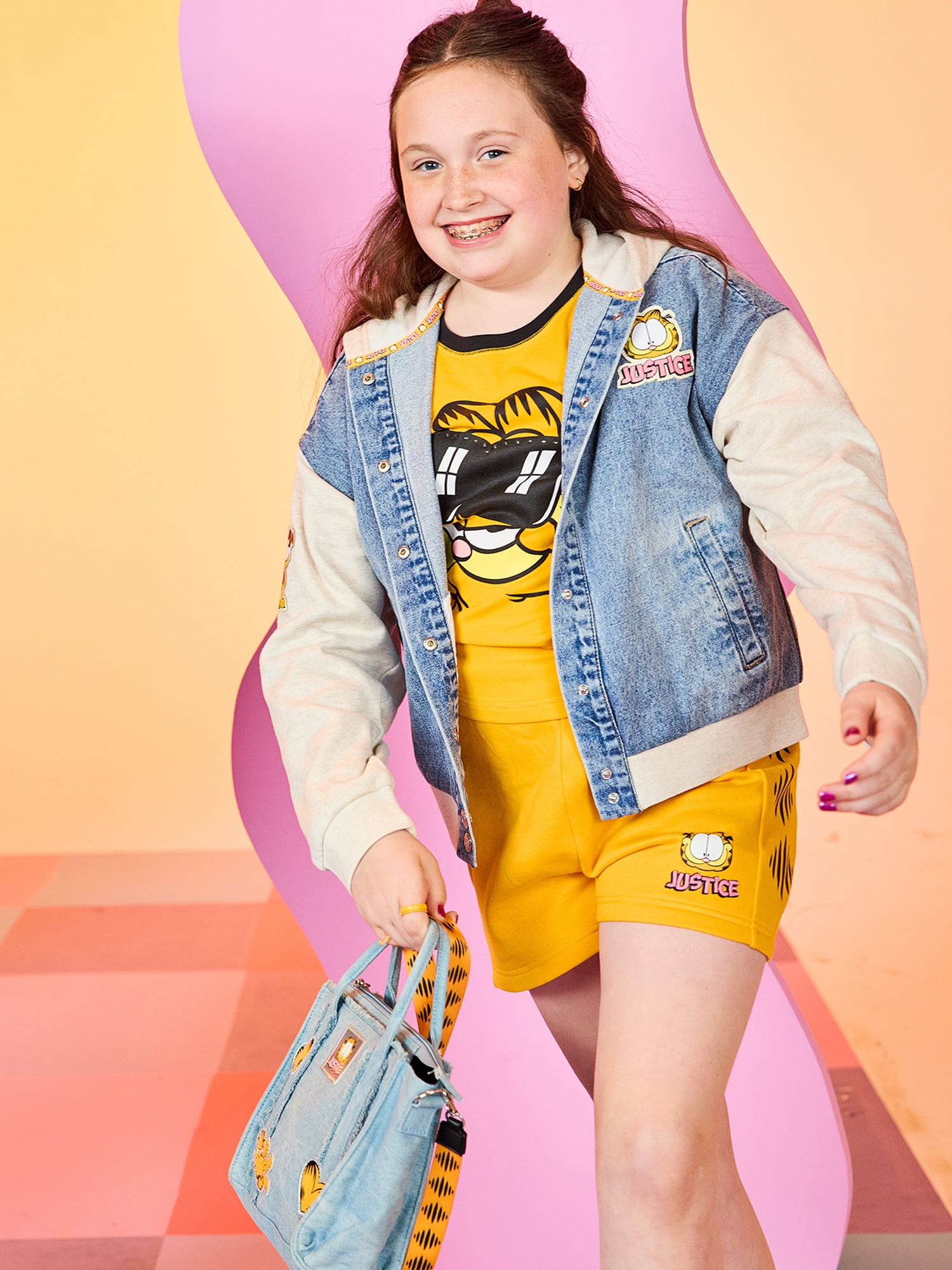 Justice x Garfield Girls Collab Bomber Jacket, Sizes XS - XLP