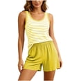 thumbnail image 4 of WIZUTIZ Women's Striped Loungewear Set with Built-in Pads Tank Top and Shorts Soft Modal Cotton Blend Sleepwear Comfy Pajama Set Summer Sleep 2 Piece, 4 of 6