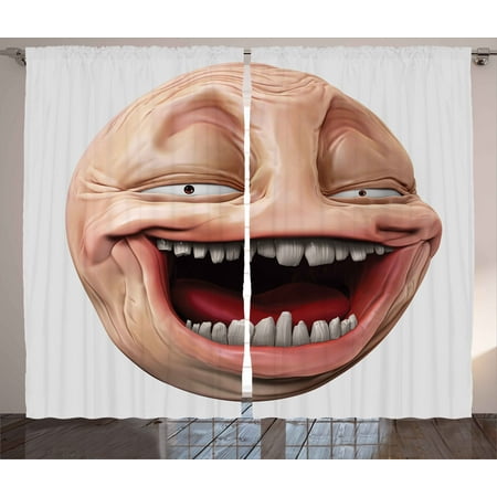 Humor Curtains 2 Panels Set Poker Face Guy Meme Laughing Mock