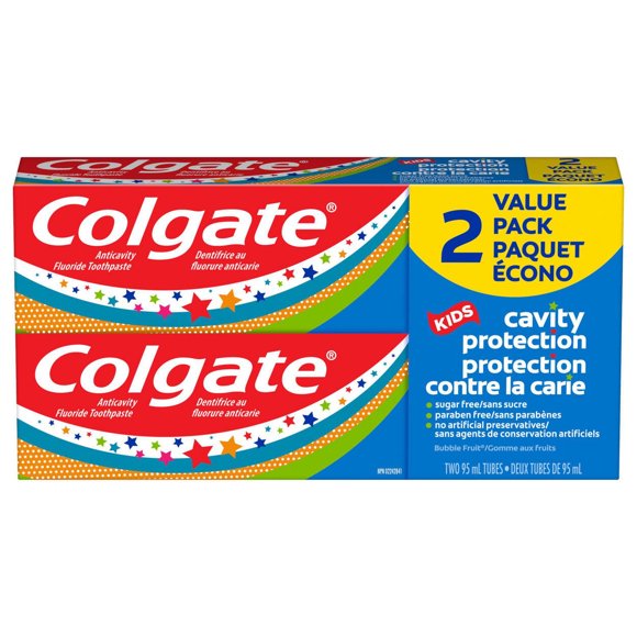 Colgate Kids Toothpaste Cavity Protection, Bubble Fruit, Value Pack 2x5ml