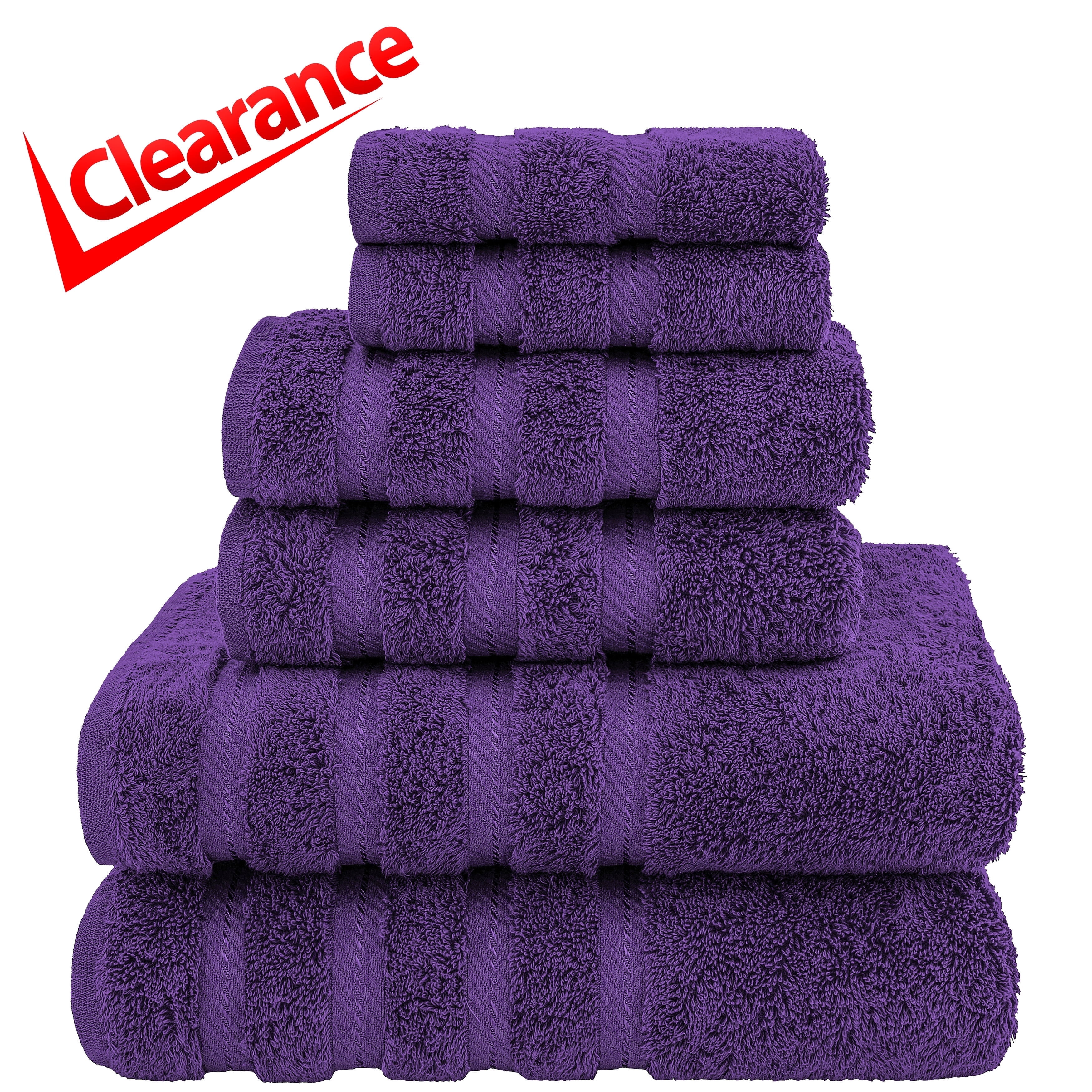 American Soft Linen Turkish Cotton Towel Set, Purple, 6-Piece photo 1