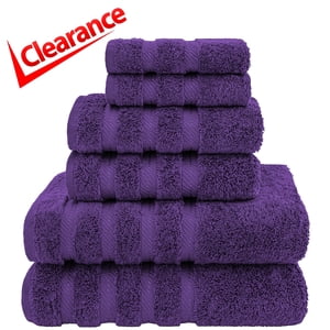 American Soft Linen Turkish Cotton Towel Set, Purple, 6-Piece