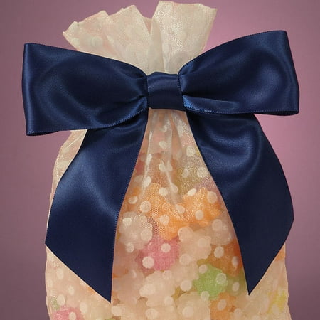 Navy Blue Bow - Navy Blue Pre-Tied 4.5 x 1.5 inches Satin Soft Ribbon Bow with Wire Tie for Gift Cello Bags, 12 pack