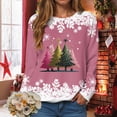 thumbnail image 2 of Towmus Womens Crewneck Long Sleeve Merry Christmas Graphic Sweatshirts Christmas Tree Bright Graphic Pullover Tops, 2 of 7