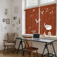 thumbnail image 5 of Japanese Style Kitchen Curtains 45 Inch Length, Vintage Cranes Ocean Wave Red Tiers Curtains for Bathroom Bedroom Cafe, Light Filtering Small Window Treatment Short Tiered Drapes 2 Panels 42"Wx45"L, 5 of 8