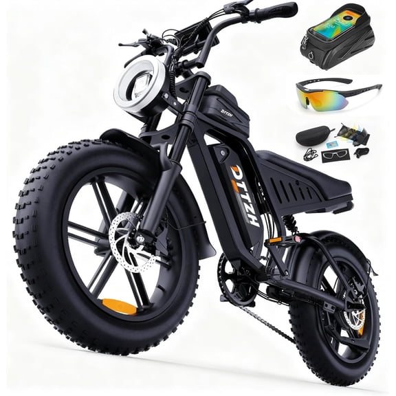 2000W Electric Bike for Adults, 40MPH Moped Ebikes for Adults, 1000W Motor Electric Dirt Bike, 20" x 4" Fat Tire E Mountain Bike, 48V 25Ah Battery UL 2849 Certified, 80 Miles PAS Range Black