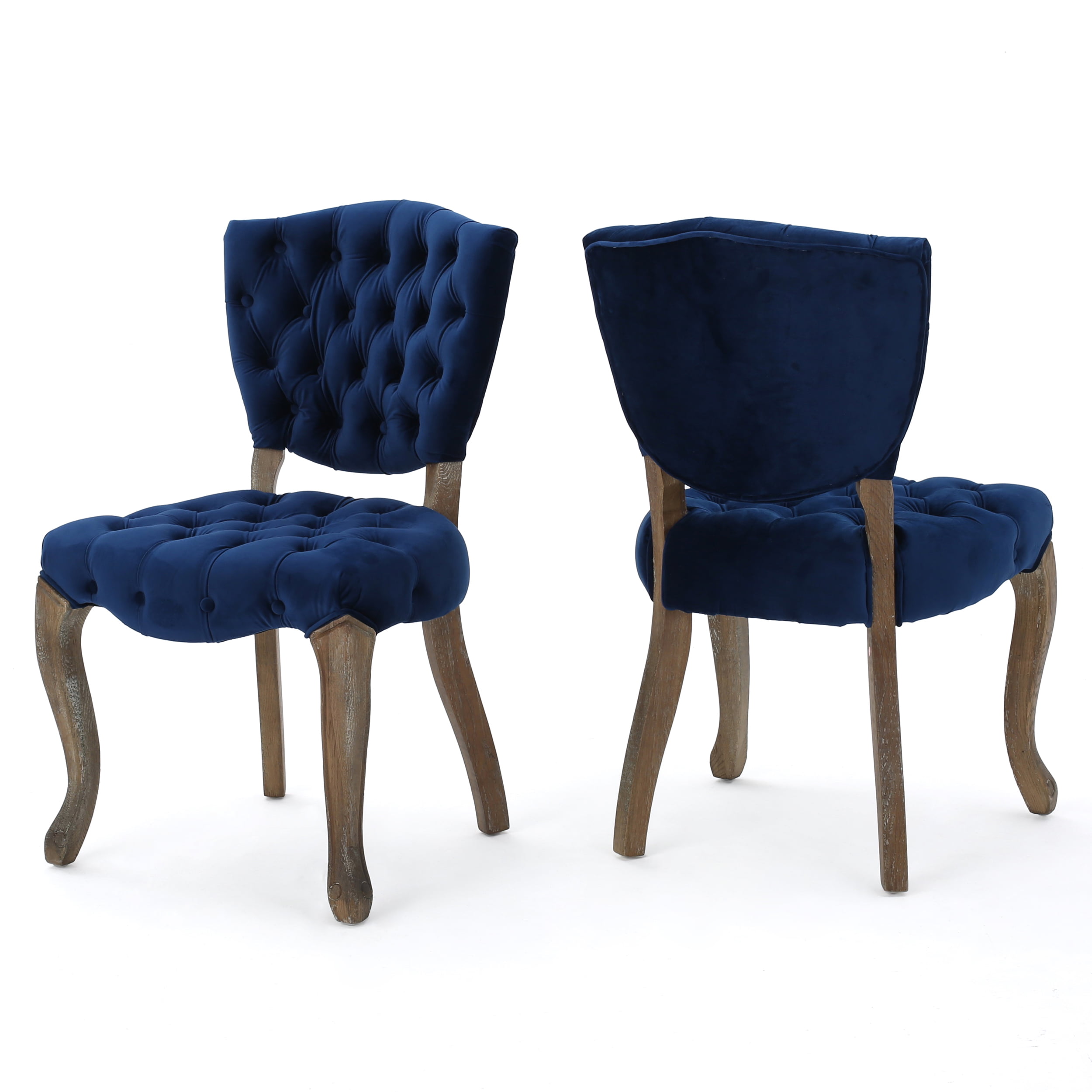 Duke Tufted New Velvet Dining Chairs, Navy Blue Tufted Dining Chair