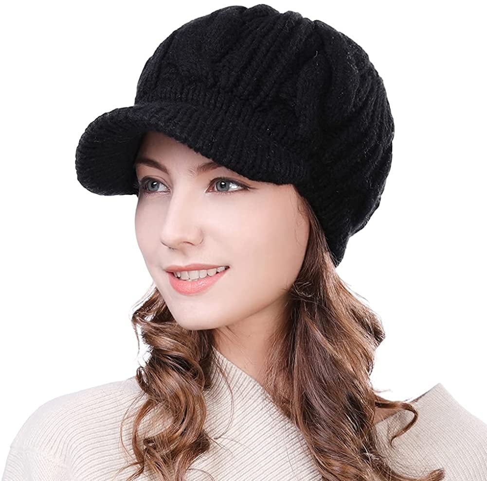 SAYDY Womens Knit Visor Beanie Newsboy 