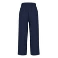 thumbnail image 4 of qucoqpe Womens Summer Cotton Linen Pants Casual Solid Color Beach Pants Elastic Waist Lounge Pants Lightweight Work Pants with Pockets, 4 of 5